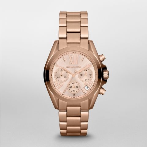 MICHAEL KORS美式經典三眼計時玫瑰金腕錶/MK5799