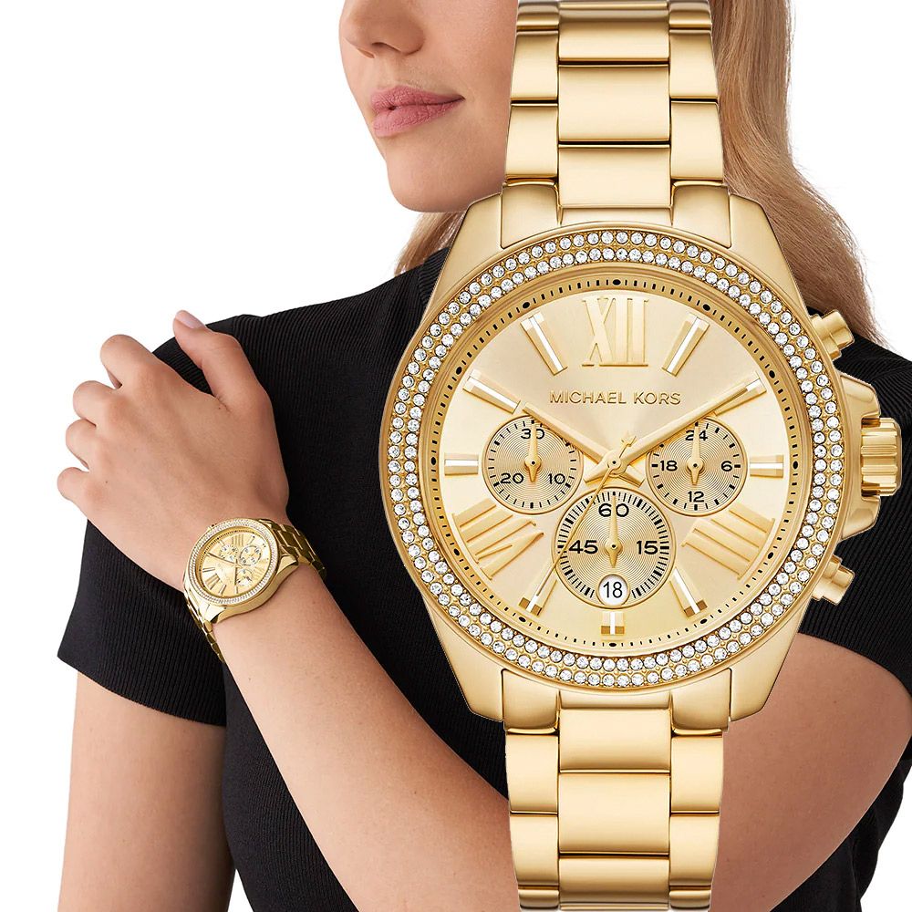 Michael Kors MK Wren 三眼計時晶鑽女錶-42mm MK7428 - PChome 24h購物