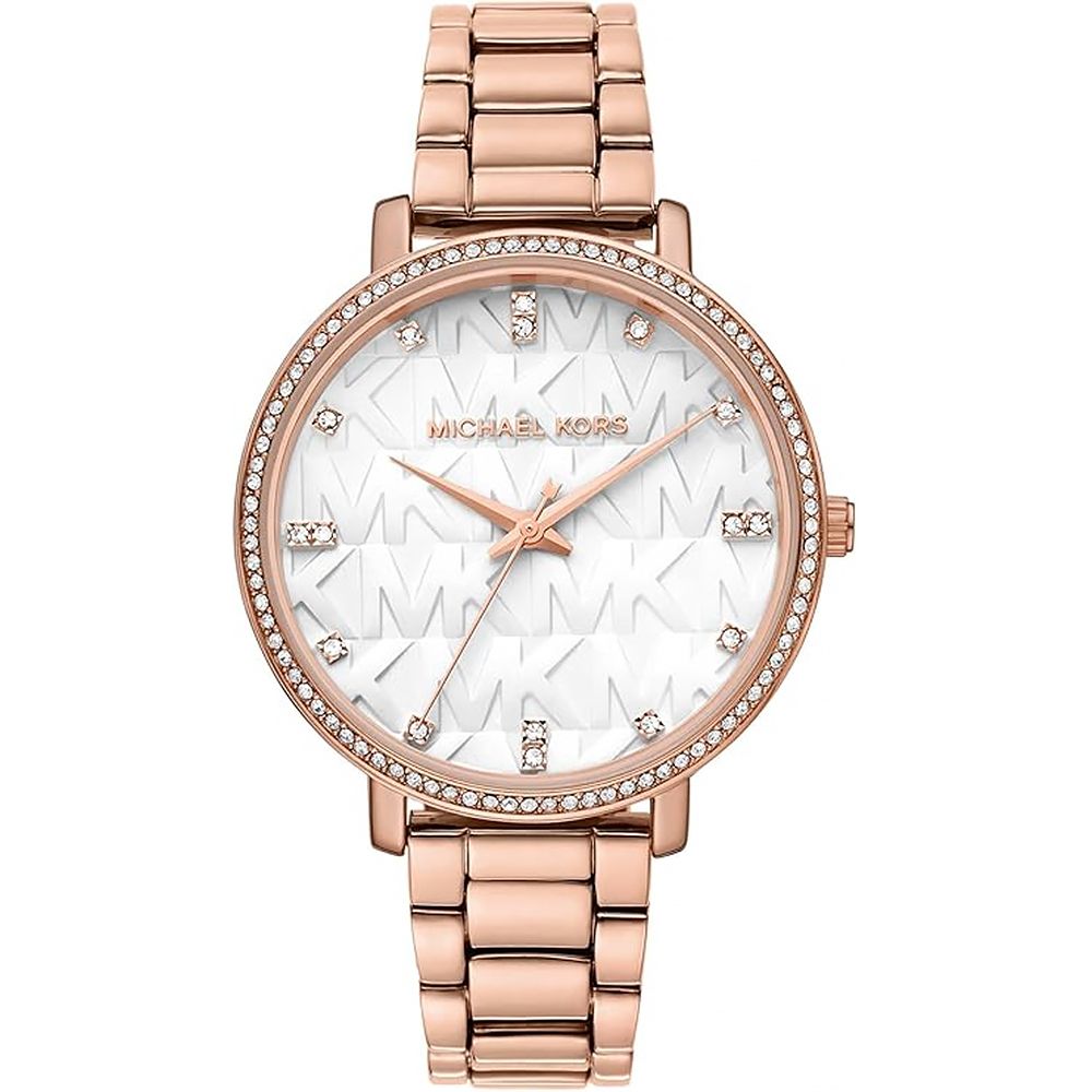 Michael Kors MK Pyper 品牌LOGO晶鑽女錶-玫瑰金 MK4594