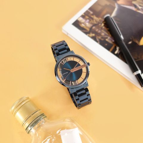 羅梵迪諾 Roven Dino / RD6097BUM / 簡約時尚 鏤空設計 藍寶石水晶玻璃 不鏽鋼手錶 鍍藍 40mm