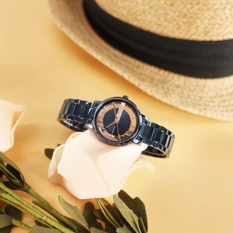 羅梵迪諾 Roven Dino / RD6097BUL / 簡約時尚 鏤空設計 藍寶石水晶玻璃 不鏽鋼手錶 鍍藍 30mm