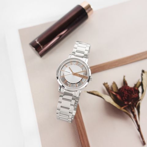 羅梵迪諾 Roven Dino / RD6097SL-W / 簡約時尚 鏤空設計 藍寶石水晶玻璃 不鏽鋼手錶 銀色 30mm