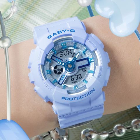 CASIO 卡西歐 BABY-G Y2K 活力繽紛雙顯計時錶/水藍/BA-110YK-2A