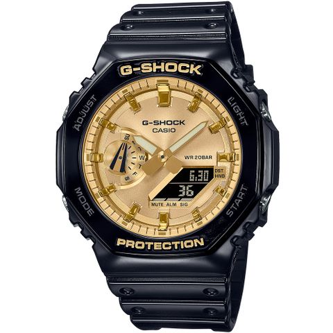 CASIO 卡西歐 G-SHOCK 閃耀金屬系列八角造型計時錶/金/GA-2100GB-1A