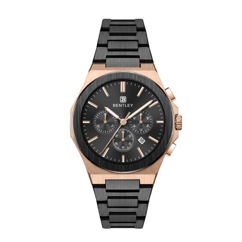 BENTLEY 賓利 URBAN ELEGANT天穹系列 BL-12-41 質感潮流三眼時尚男玫黑手錶