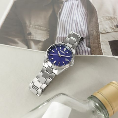 SEIKO 精工 / SBTM321 / 太陽能 電波錶 萬年曆 藍寶石水晶玻璃 防水100米 藍色 40mm