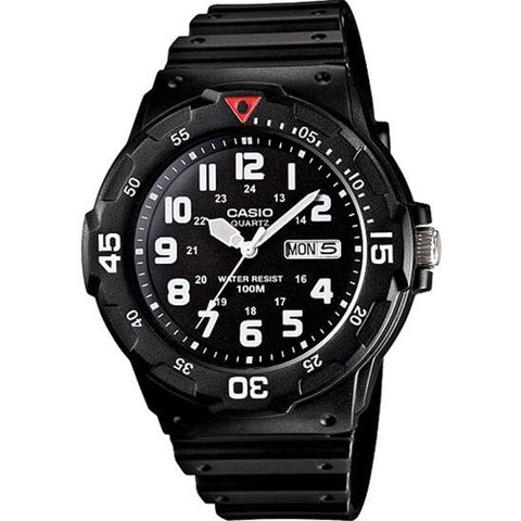 CASIO 卡西歐DIVER LOOK 潛水運動風手錶-黑x白 MRW-200H-1BV