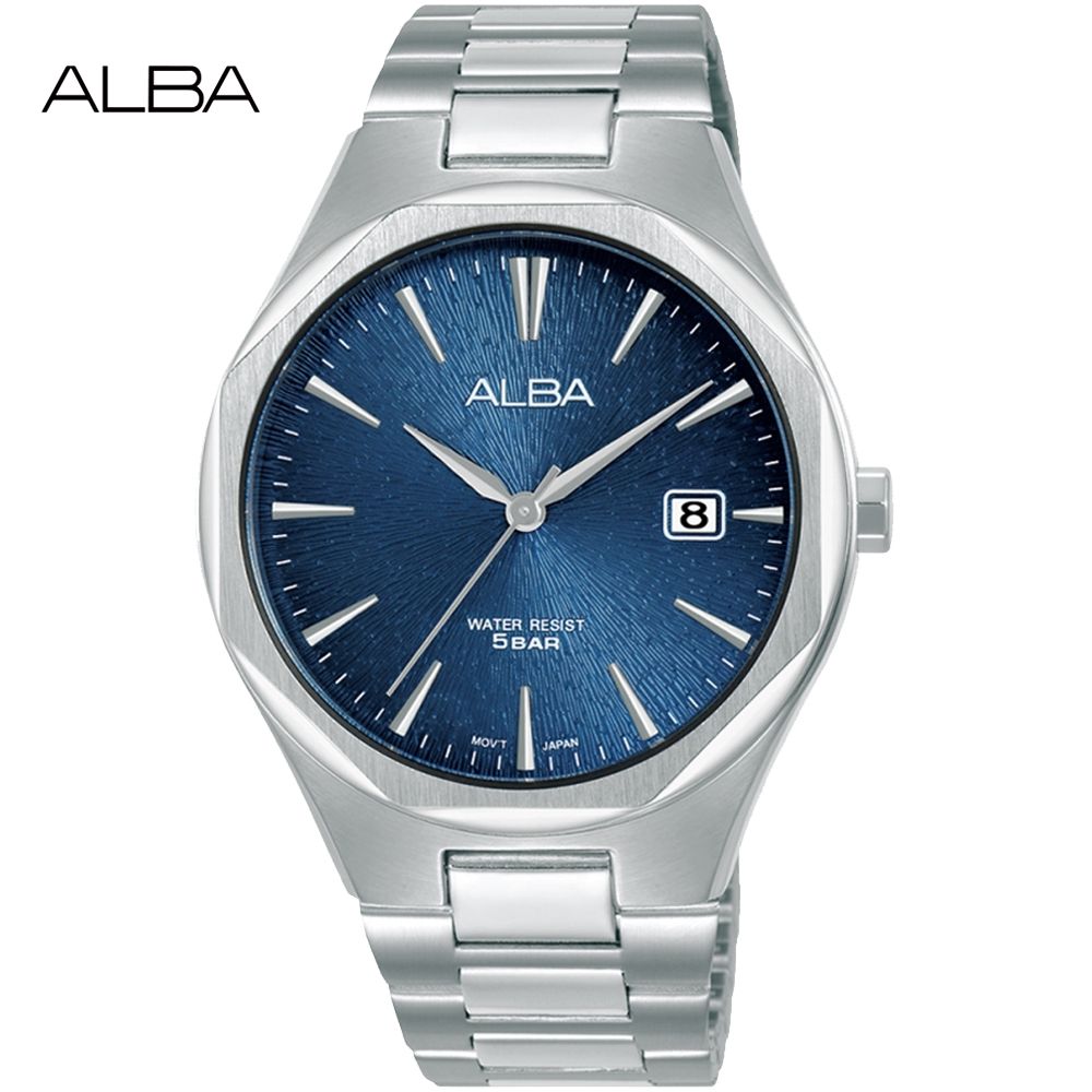 ALBA 雅柏 八角切面時尚男錶/藍X銀/40mm (VJ42-X370B/AS9U57X1)