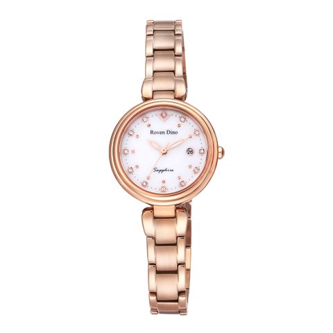 Roven Dino羅梵迪諾 靜謐時光時尚腕錶-玫瑰金X白