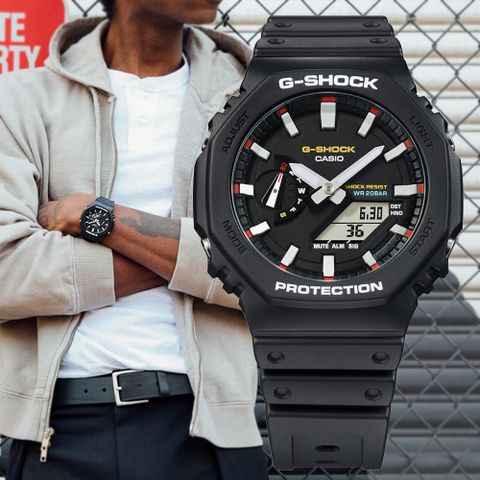 CASIO 卡西歐 G-SHOCK 經典原創配色 八角形雙顯錶 GA-2100RL-1A