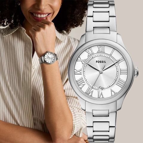 FOSSIL Raquel 復古羅馬時標大三針女錶-38mm ES5393