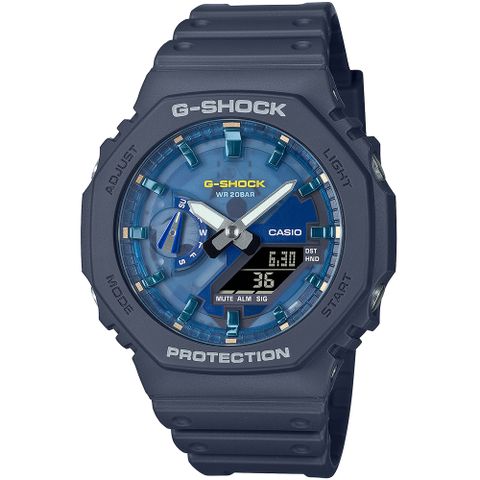 CASIO G-SHOCK 湛藍海洋八角造型計時錶/深藍/GA-2100AS-2A