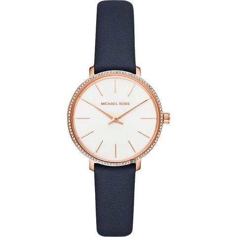 【Michael Kors】MK MK2804 晶鑽時標 質感 皮革 簡約 時尚 女款 腕錶