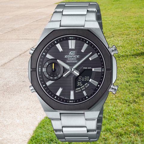 CASIO 卡西歐 EDIFICE 藍牙連線 八角錶圈 雙顯腕錶 母親節 禮物 推薦 ECB-S10DB-1A