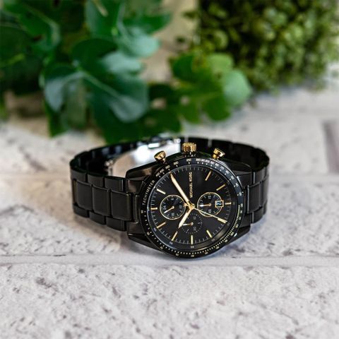 Michael Kors MK9113 真三眼 計時 日期顯示 黑框 不鏽鋼 夜光 都會 男款 石英錶