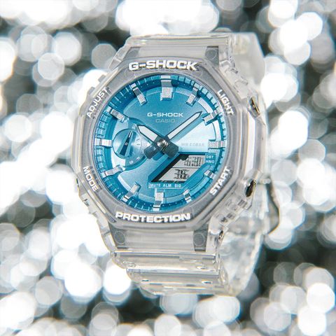 CASIO G-SHOCK 半透明炫彩八角造型計時錶/GA-2100BM-7A2