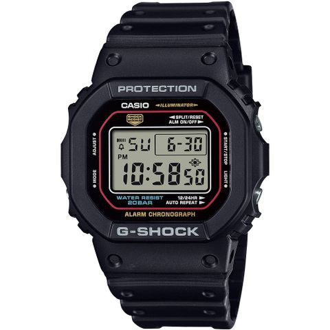 CASIO 卡西歐 G-SHOCK 經典強悍霧黑方形計時錶/DW-5600RL-1