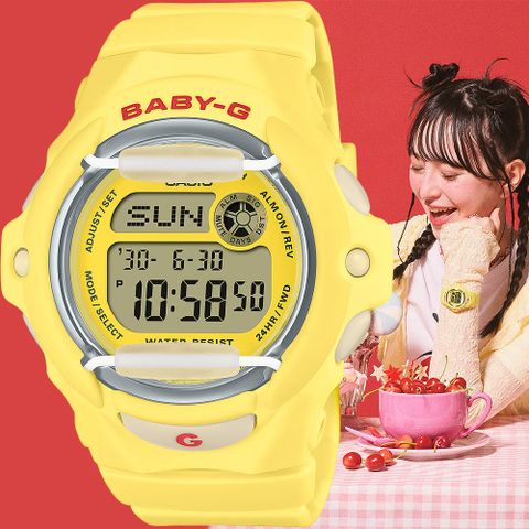 CASIO 卡西歐 Baby-G 甜美櫻桃電子錶 手錶-黃 BG-169CH-9