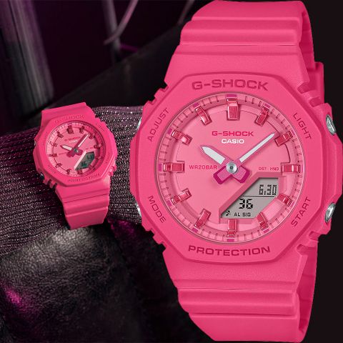 CASIO 卡西歐 G-SHOCK 單色時尚 八角雙顯手錶-粉紅 GMA-P2100PP-4A