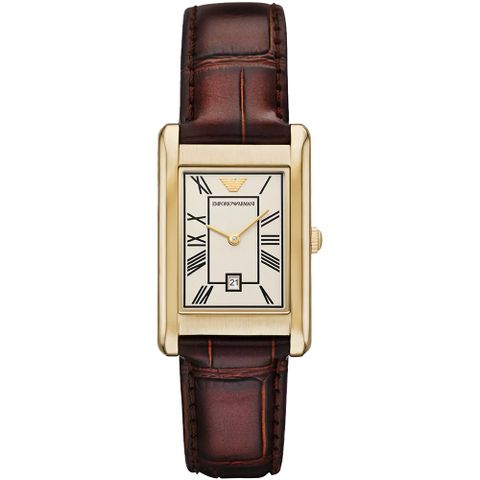 EMPORIO ARMANI 亞曼尼 復古方形日期手錶-25mm AR11665