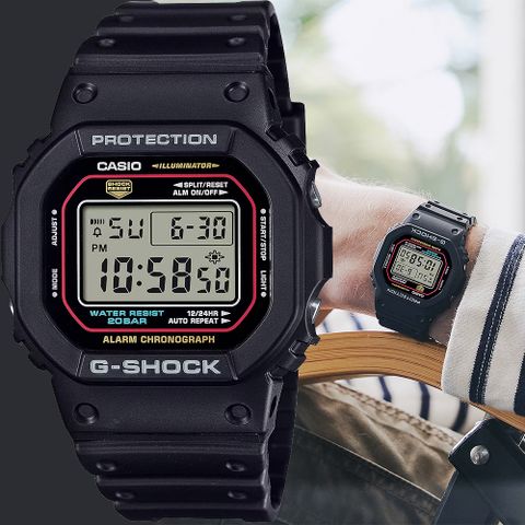 CASIO 卡西歐 G-SHOCK 經典配色方形電子錶 學生錶 DW-5600RL-1