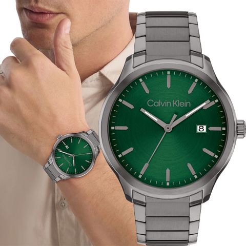 Calvin Klein CK Define 都會時尚日曆手錶-43mm(25200350)