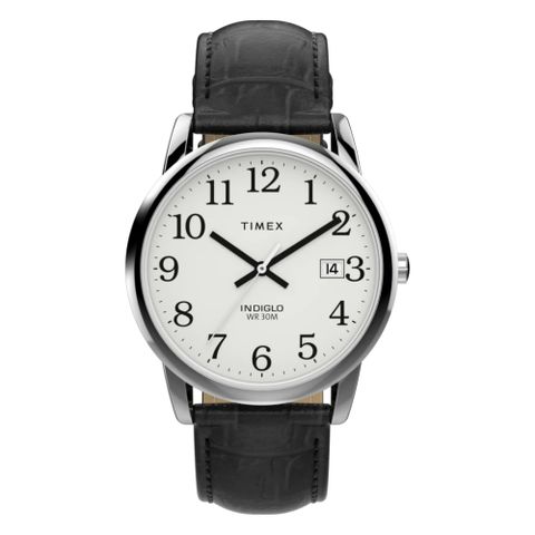 【TIMEX】天美時 Easy Reader 35毫米 復古簡約 鱷魚紋理 皮革錶帶腕錶 (白x黑 TXTW2W95400)