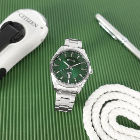 CITIZEN 星辰 / BI1031-51Z /日期 防水100米 日本機芯 不鏽鋼手錶 綠色 42mm