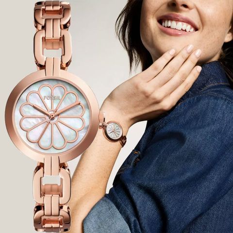 FOSSIL Kerrigan 時尚大三針珍珠貝女錶-32mm BQ5013