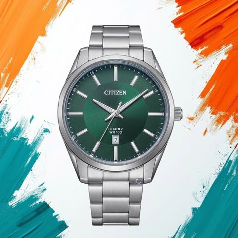 CITIZEN 星辰 簡約三針 時尚腕錶 男錶 手錶-42mm綠 BI1031-51Z