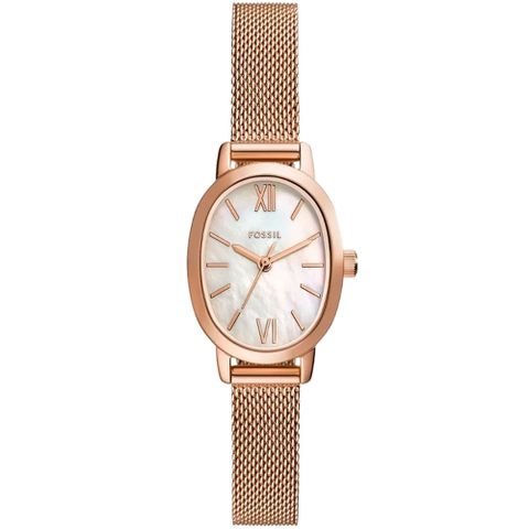FOSSIL Penny 珍珠貝橢圓形米蘭帶女錶送禮首選-23x29mm BQ5018