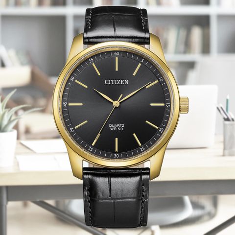 CITIZEN 星辰 GENTS 簡約時尚 石英錶 皮錶帶 男錶 BH5002-02E