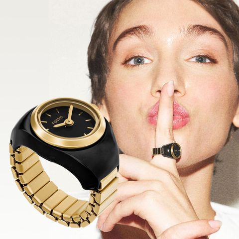 FOSSIL Watch Ring 時尚手錶戒指 戒指錶-黑x金 ES5413