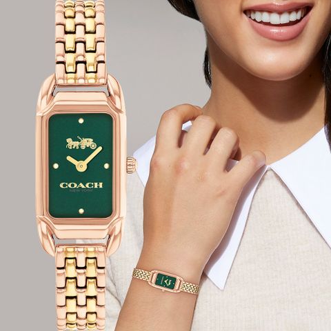 COACH Cadie 長方形雙色鍊帶女錶-17.5 x 28.5mm(CO14504551)