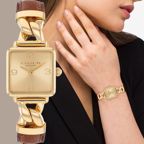 COACH Cass 方形數字女錶-22mm(CO14504555)