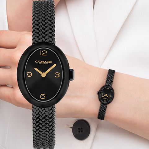 COACH Sammy 橢圓形編織鍊帶女錶-22mm(CO14504569)