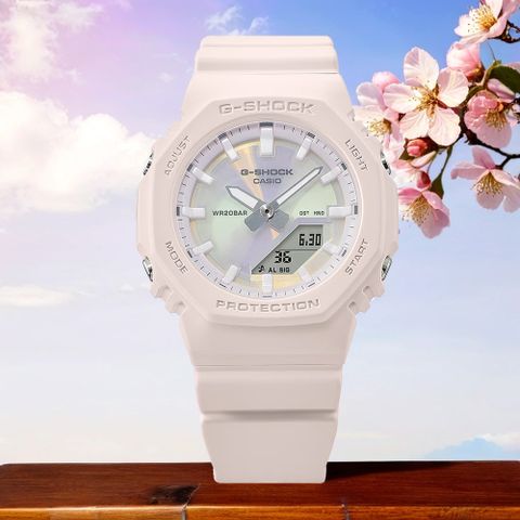 CASIO 卡西歐 G-SHOCK 八角偏光繽紛雙顯手錶 女錶 GMA-P2100PC-4A