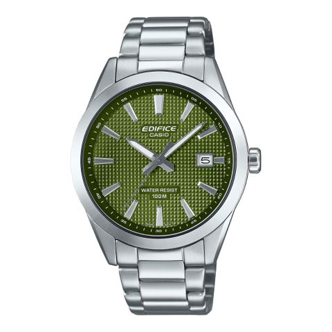 【CASIO 卡西歐】EDIFICE 精緻巴黎釘紋 經典綠 時尚俐落 日期顯示窗 EFV-160D-3A_40mm