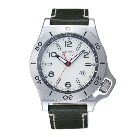 NAUTICA 尊爵時尚腕錶-米白X綠