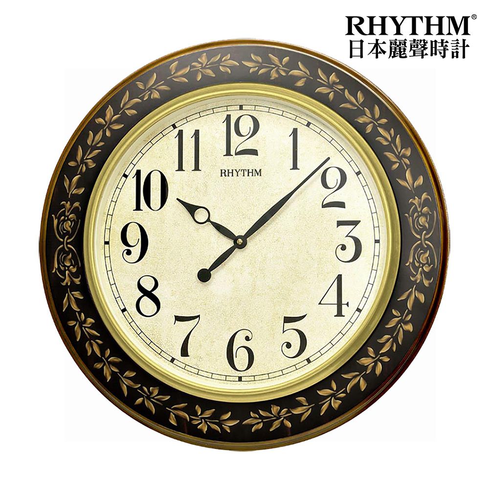 RHYTHM 麗聲 CLOCK 日本鐘 歐式仿古家居田園花卉大字體超大型實木掛鐘