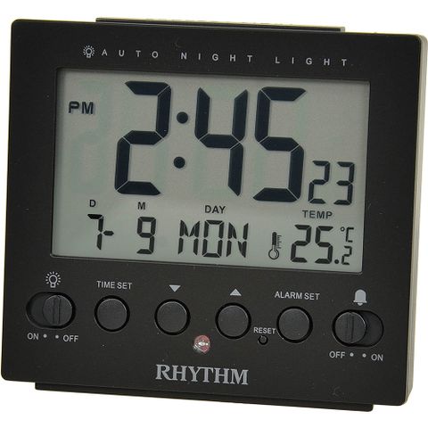 RHYTHM CLOCK 日本麗聲鐘 工業設計自動感應夜燈日期溫度顯示電子鐘