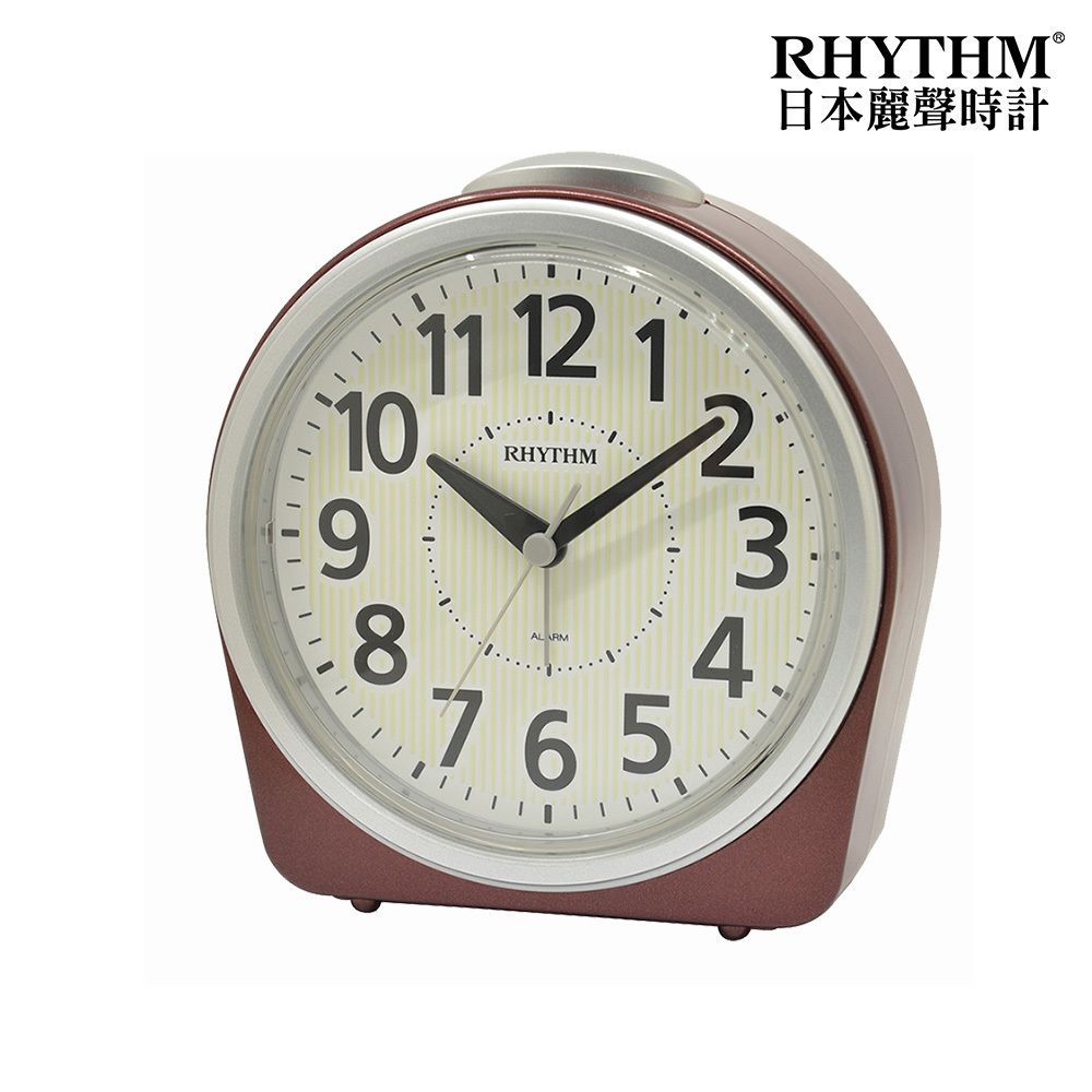 RHYTHM 麗聲  CLOCK 日本鐘 日系鬧鐘臥室必備夜間螢光面板鈴聲鬧鈴貪睡功能超靜音走時(紅色)