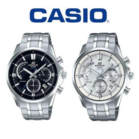 CASIO 卡西歐 EDIFICE EFB-550D 時尚扇形儀錶板設計真三眼鋼帶手錶