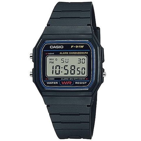 CASIO 卡西歐 復古潮流運動電子錶(F-91W-1DG)