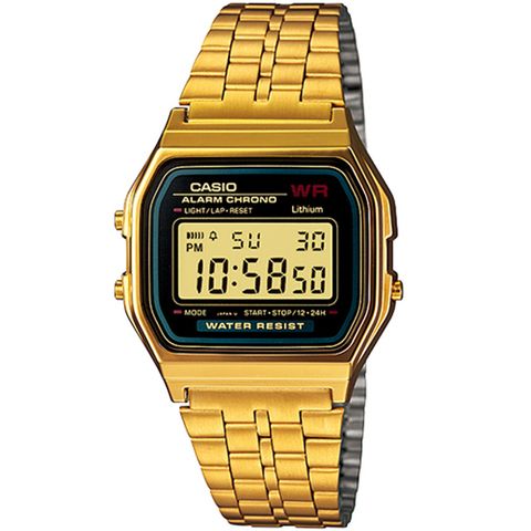 【CASIO 卡西歐】金色年華復古方型休閒錶(A159WGEA-1DF)