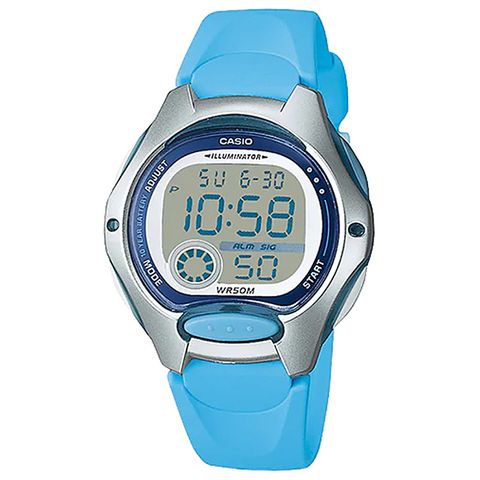 【CASIO 卡西歐】童年時光數位橡膠腕錶/藍x銀框(LW-200-2BVDF)