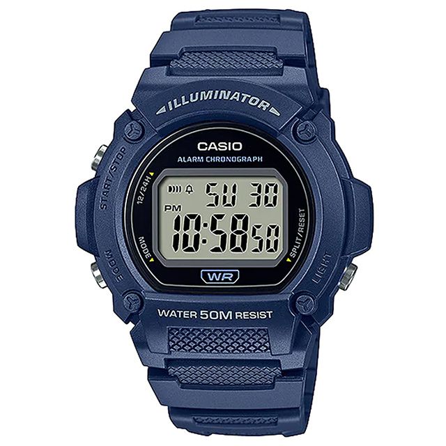 CASIO 卡西歐 潮流復古圓形數位腕錶/藍(W-219H-2AVDF)