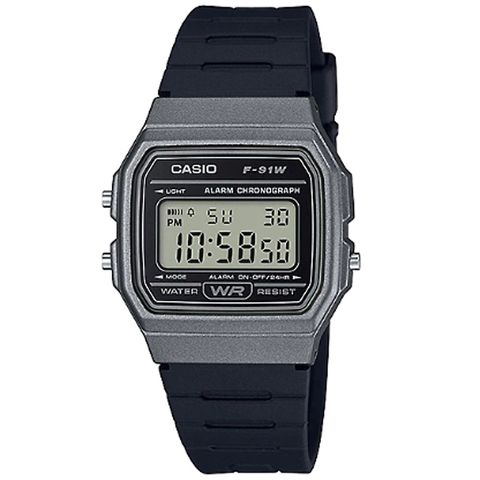 CASIO 卡西歐 經典復古方形時尚數位錶(F-91WM-1BDF)