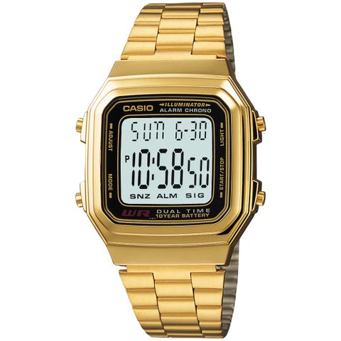 熱銷品牌▼日系手錶CASIO 卡西歐 復古時尚方形電子錶-金 A178WGA-1A