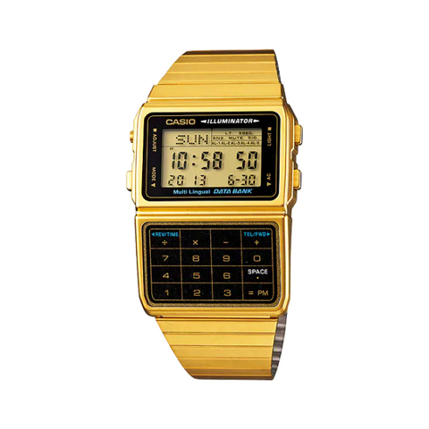 【CASIO 卡西歐】DATABANK計算機系列電話記憶復古潮流腕錶-復古金/DBC-611G-1/台灣總代理公司貨享一年保固